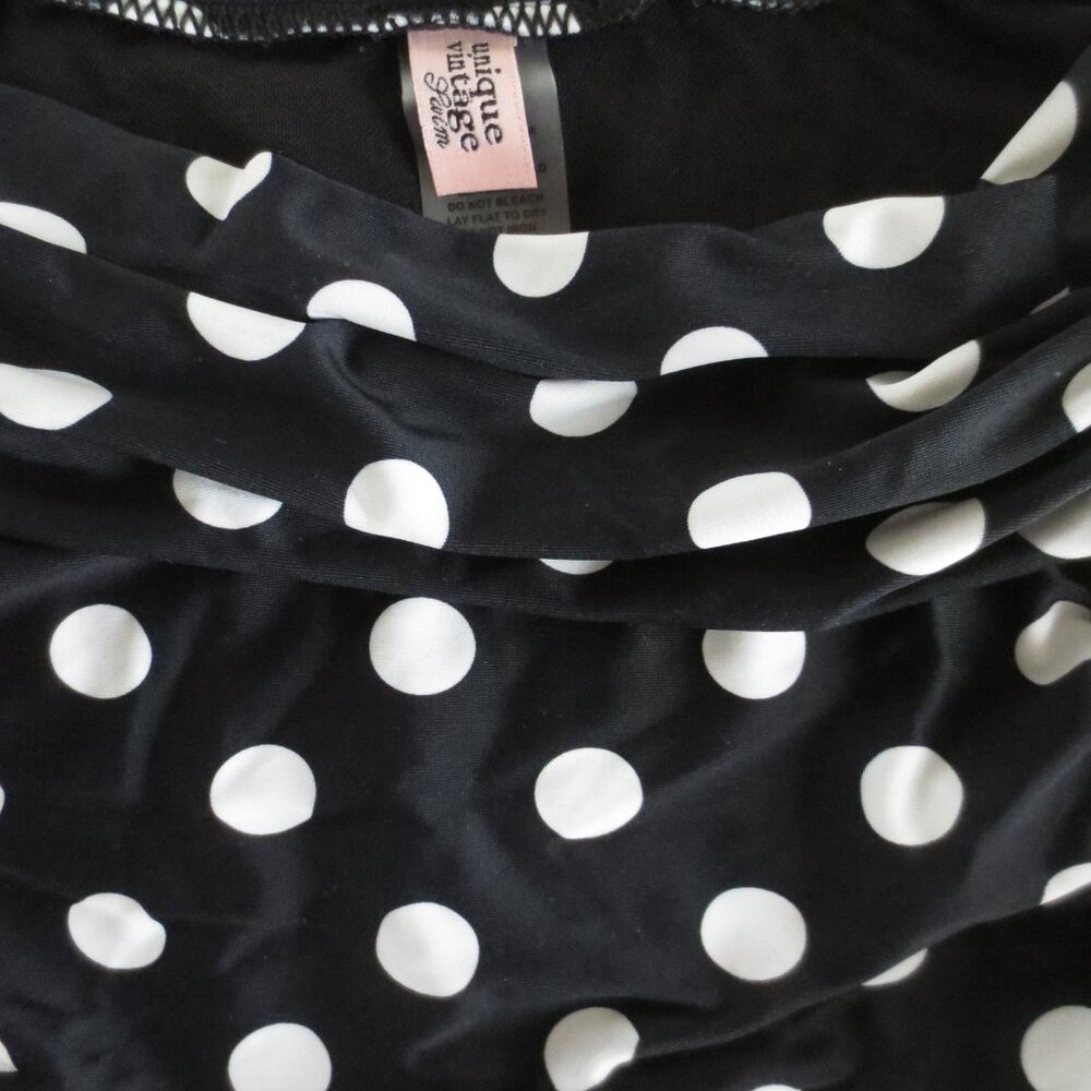 Unique Vintage High-Waist Black & White Polka Dot Swim Bottom - Picture 4 of 5